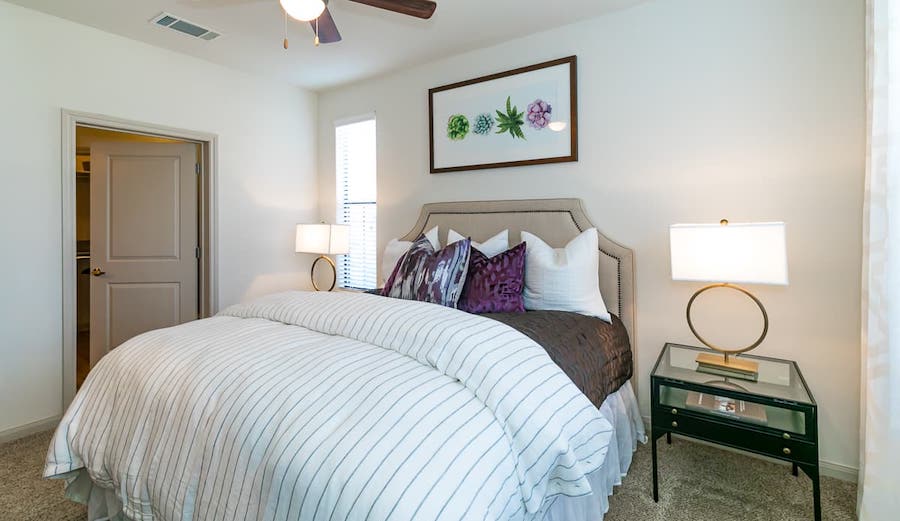 bedroom with bright lighting