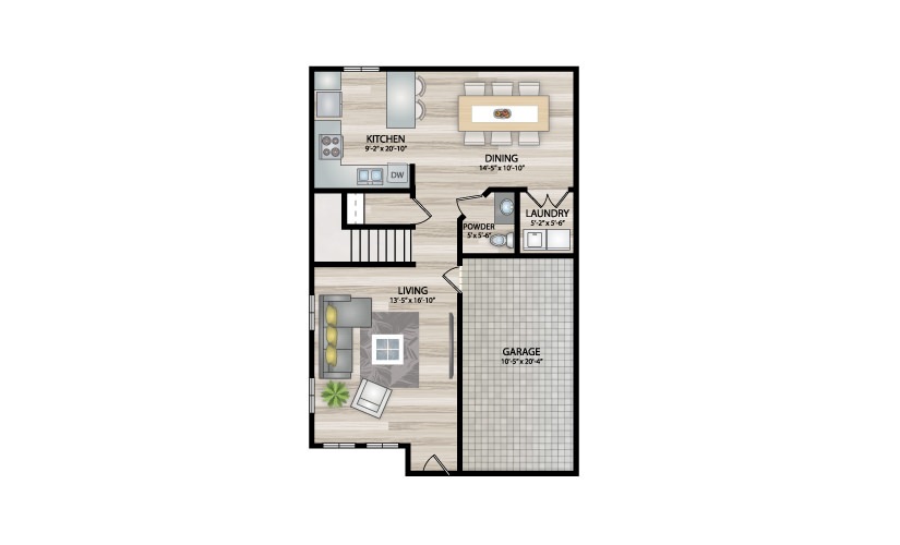 C3 - 3 bedroom floor plan layout with 2.5 bathrooms and 1526 square feet